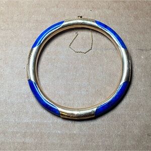 14K Yellow Gold Vintage Lapis Lazuli Bangle